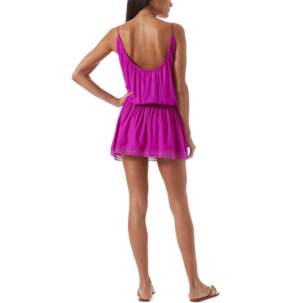 Melissa Odabash Chelsea Short Dress Viola Magenta Lace Trim Medium - Picture 9 of 11